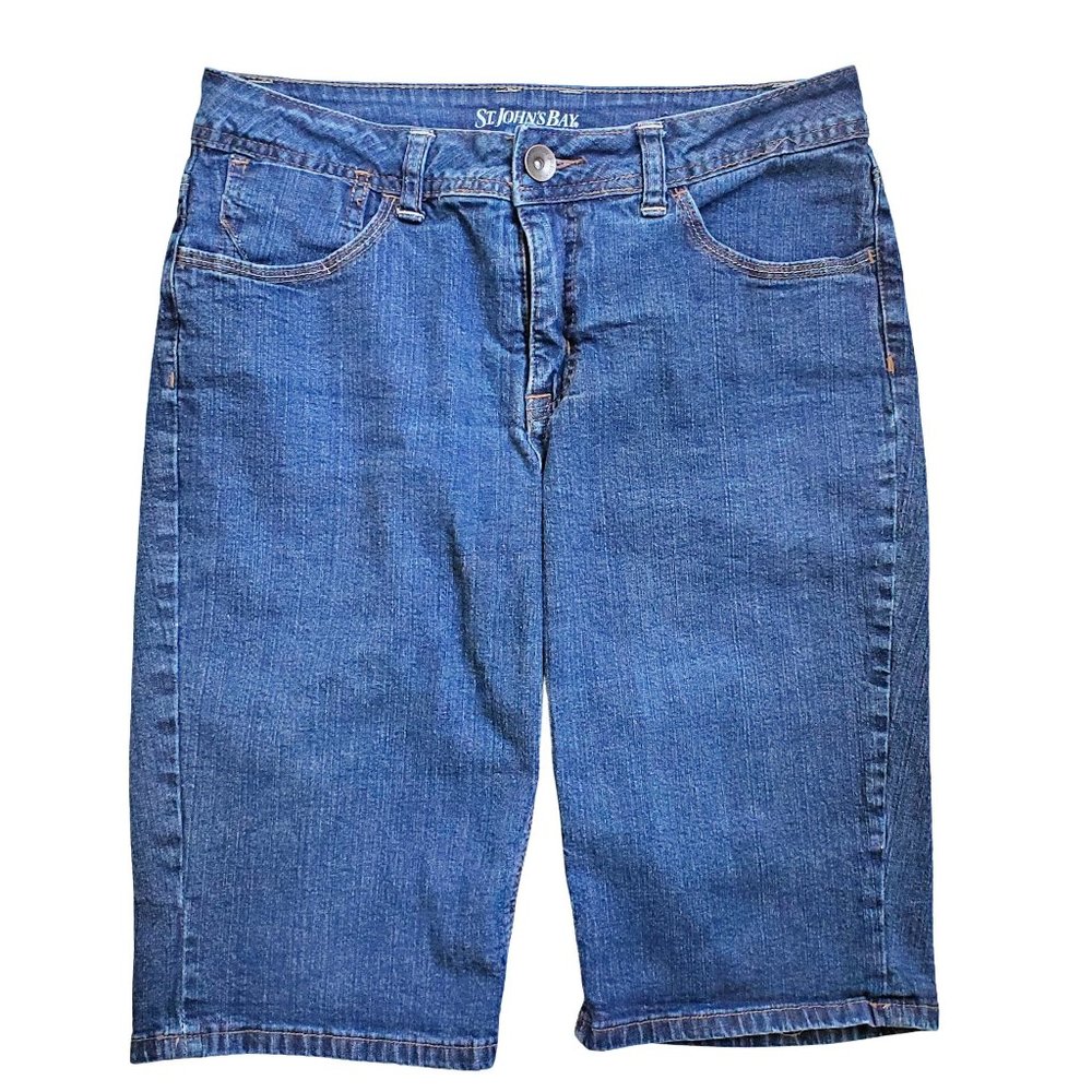 St. John's Bay Bermuda Denim Blue Jean Shorts Women's Size 10